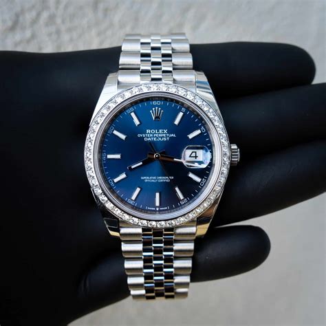 blue face rolex oyster perpetual datejust